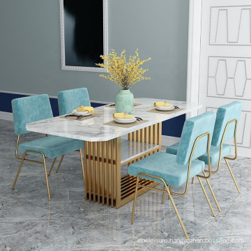 Nordic marble dining table and chair combination wrought iron complete dining table and chair simple rectangular dining table